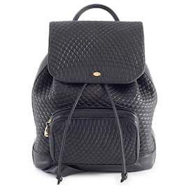 Bally Quilted Black Leather Backpack Black