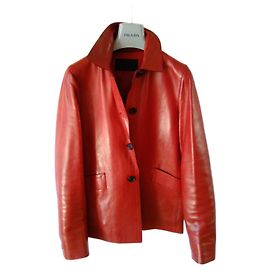 Prada Caban Lederjacke rot Rot