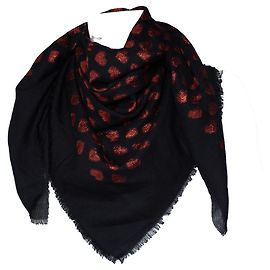 Bufanda de lurex con estampado de corazones Gucci Negro Roja
