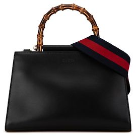 Gucci Nymphaea Black Leather Handbag Black