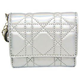 Medium Wallet Cannage/Lady Dior von Christian Dior Silber