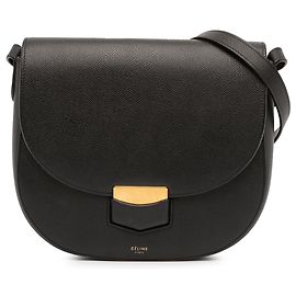 Céline Trotteur in pelle di vitello granulata nera compatta Celine Nero