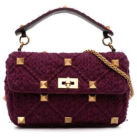 Bolsa de ombro grande em tricô roxa Roman Stud da Valentino Outro Roxo