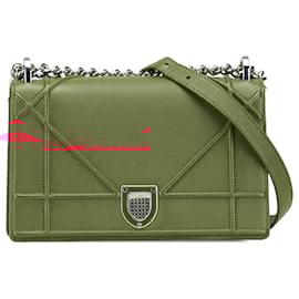 Dior-Dior Red Small Grained Calfskin Diorama Flap-Red