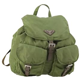 Prada Double Front Pocket Backpack Tessuto Medium Khaki