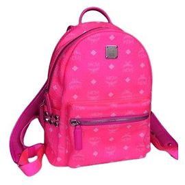 Sac à dos MCM Visetos en cuir rose Rose