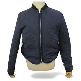 LOUIS VUITTON MATELASSE FLEUR MONOGRAM BOMBER COAT S 46 BLUE Blue