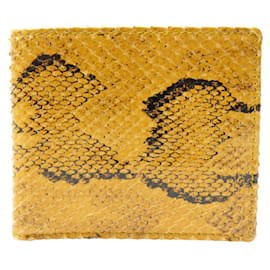 NEW GUCCI 664784 PYTHON LEATHER YELLOW CARD HOLDER Yellow