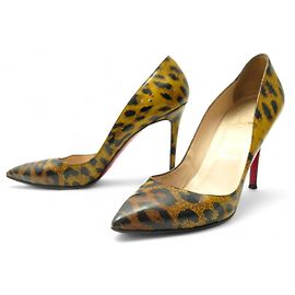 CHRISTIAN LOUBOUTIN SO KATE LEOPARD PUMPS 39 IN LEATHER Brown