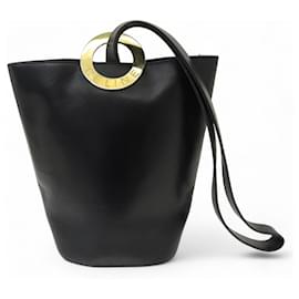 Céline VINTAGE CELINE SCHWARZE BOX LEDER EIMER HANDTASCHE Schwarz
