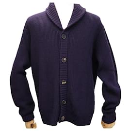 Hermès-NEW HERMES CARDIGAN SHAWL COLLAR VEST 827075HB 58 XL PLUM WOOL VEST-Prune