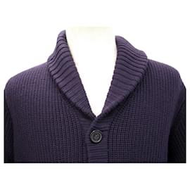 Hermès-NEW HERMES CARDIGAN SHAWL COLLAR VEST 827075HB 58 XL PLUM WOOL VEST-Prune