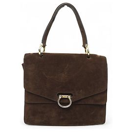 Céline BOLSA DE MÃO CELINE VINTAGE COM FLAP EM CAMURÇA MARROM BOLSA Hobo Marrom