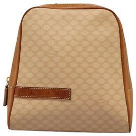 Céline Celine Vintage Macadam Rucksack aus Canvas und Leder Beige