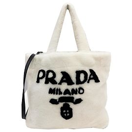 Prada Lettering Terry Tote Bag White