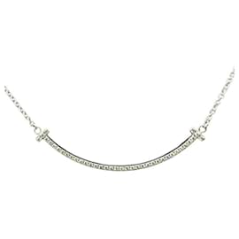 Tiffany & Co-Colar de diamante pendente pequeno sorriso Tiffany T-Dourado