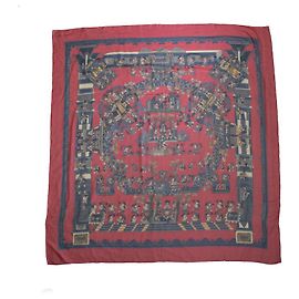 Bufanda de seda Hermès, Astres et Soleils en rojo Roja