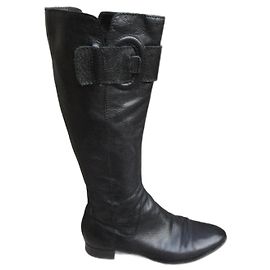 Sergio Rossi Black Leather Boots Black