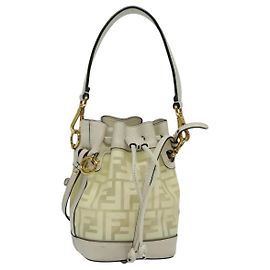Bolsa bucket Mon Tresor em canvas com logo FF da Fendi Branco
