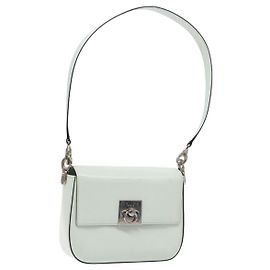 Céline Celine Flap Shoulder Leather Silber