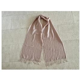 Autre Marque-Beige or powder pink scarf 100% cashmere - New-Pink,Beige