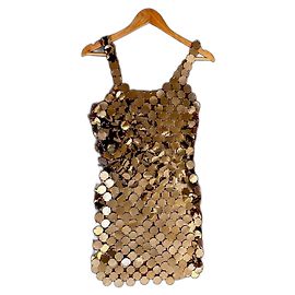 Vestido Paco Rabanne Dourado de Metal Dourado