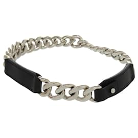 Collier en chaîne en métal noir Hermès Vau Barenia Marron Noir
