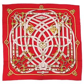 Sciarpa in cashmere e seta Hermès Carré 140 CAVALCADOUR Rosso