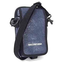 Balenciaga-Pochete Balenciaga Explorer para Ombro-Preto,Azul marinho