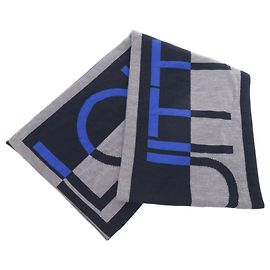 Écharpe en laine Louis Vuitton en gris et bleu marine Marron Bleu Marine