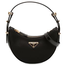 Bolsa Arque pequena em Re Nylon e couro preto da Prada Preto