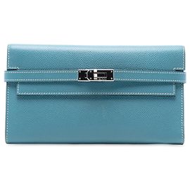 Hermès Blue Epsom Kelly To Go Geldbörse Blau Andere