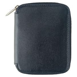 Portafoglio con zip in pelle di vitello grana nera Valextra Nero
