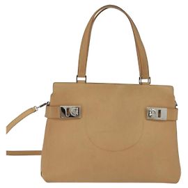 Bolsa Gancini de couro Salvatore Ferragamo Bege