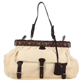 Bolsa Gancini de couro Salvatore Ferragamo Bege