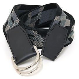Hermès Double D-Ring Canvas Gürtel Braun Schwarz