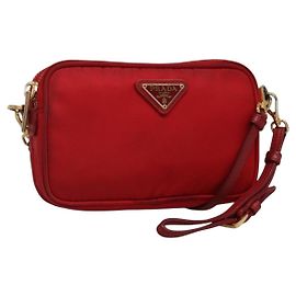 Prada Double Zip Shoulder Bag Nylon Red