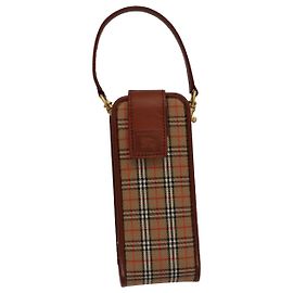 Burberry Nova Check Pochette aus Canvas Beige