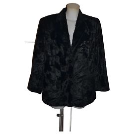 Krizia Kunstpelz Jacke Schwarz Schwarz