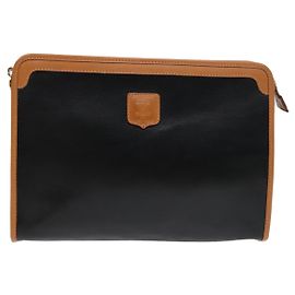 Céline Pochette en cuir Celine Logo Triomphe Noir