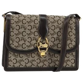 Céline Borsa a spalla Celine C Sulky in tela e pelle Marrone