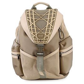 Cobra Nylon Mesh Rucksack von Christian Dior Beige Khaki