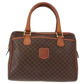 Céline Bolsa de mão vintage Macadam em lona e couro Celine Marrom