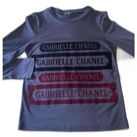 T-shirt Chanel a maniche lunghe Blu Navy Velluto Blu navy