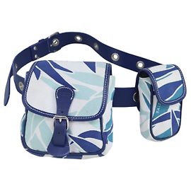 Borsa a vita vintage Bally in pelle e tela Blu