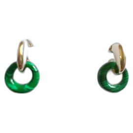 Boucles d'oreilles Victoria Beckham Anneaux Résine Lapis Vert Doré Vert