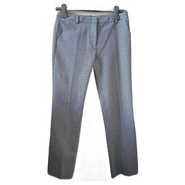 Calça reta Weekend Max Mara azul e branca de algodão Branco Azul