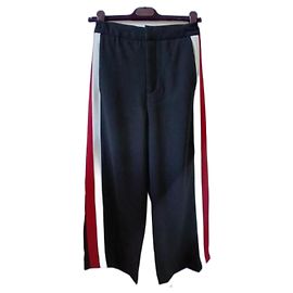 Zara Wide Fluid Black Pants with Side Stripes Black