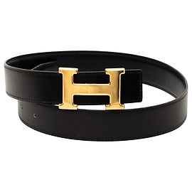 Cinturón Constance de ternera negra Hermès Negro