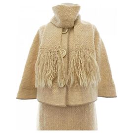 Louis Vuitton Skirt Jacket Suit Beige